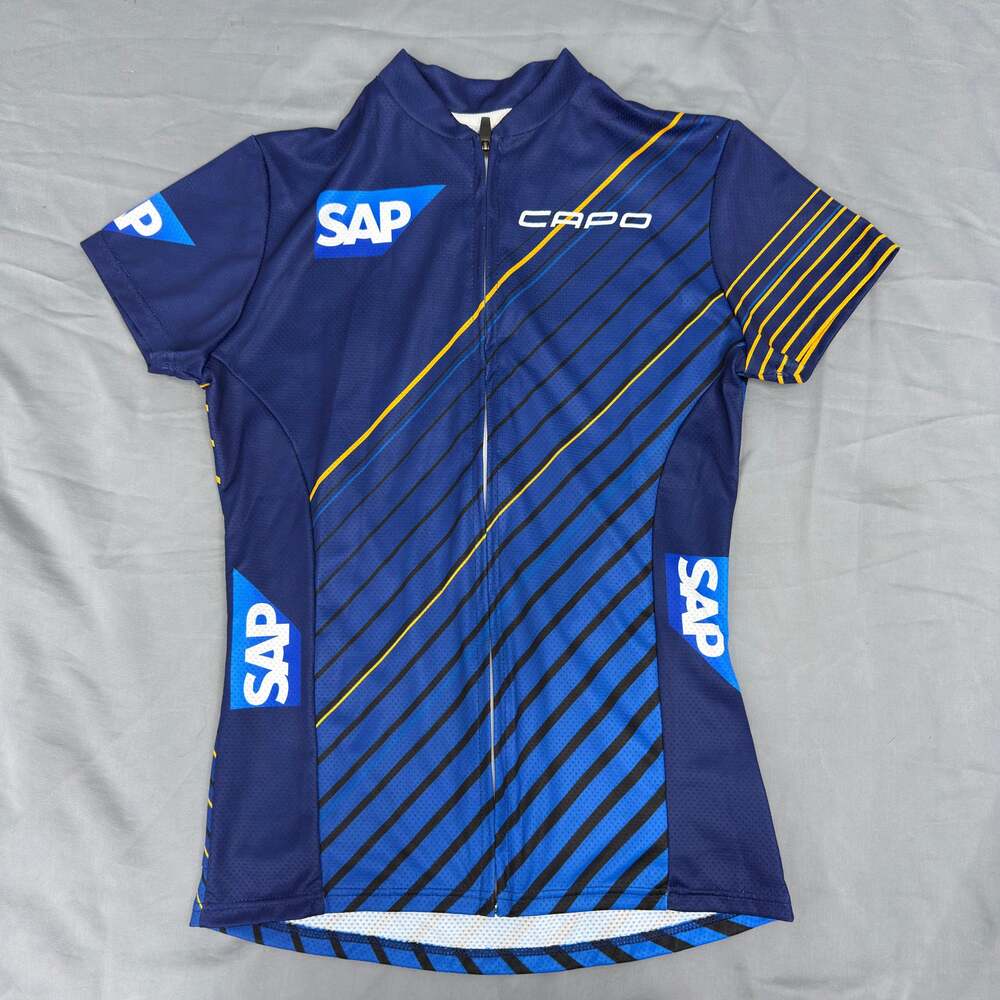 NWT Capoforma Stella Short Sleeve Road Jersey Navy Yellow Size‎ Medium cycling